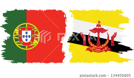 Brunei and Portugal grunge flags connection vector Brunei and Portugal grunge flags connection vector 134950805