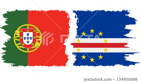 Cape Verde and Portugal grunge flags connection vector Cape Verde and Portugal grunge flags connection vector 134950806
