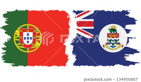 Cayman Islands and Portugal grunge flags connection vector 134950807
