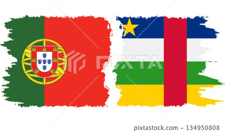 Central African Republic and Portugal grunge flags connection vecto 134950808