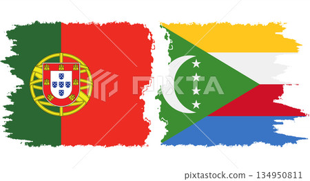 Comoros and Portugal grunge flags connection vector Comoros and Portugal grunge flags connection vector 134950811