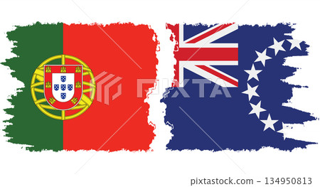 Cook Islands and Portugal grunge flags connection vector Cook Islands and Portugal grunge flags connection vector 134950813