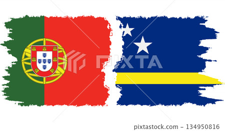 Curacao and Portugal grunge flags connection vector 134950816