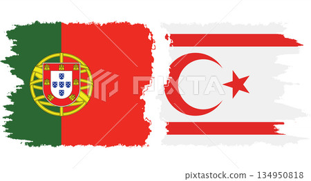 Turkish Republic of Northern Cyprus and Portugal grunge flags conne 134950818