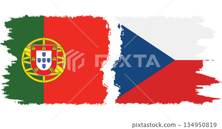 Czech and Portugal grunge flags connection vector Czech and Portugal grunge flags connection vector 134950819