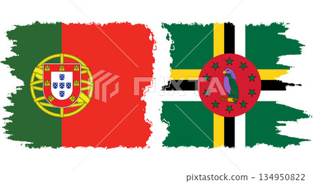 Dominica and Portugal grunge flags connection vector Dominica and Portugal grunge flags connection vector 134950822
