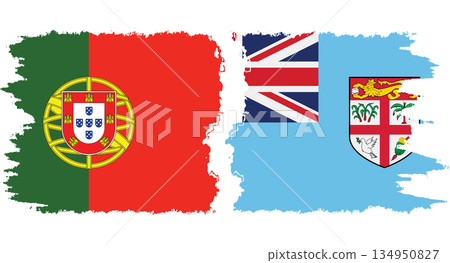 Fiji and Portugal grunge flags connection vector Fiji and Portugal grunge flags connection vector 134950827