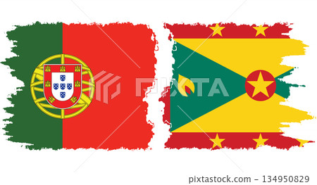 Grenada and Portugal grunge flags connection vector 134950829