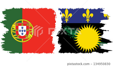 Guadeloupe and Portugal grunge flags connection vector Guadeloupe and Portugal grunge flags connection vector 134950830