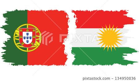 Kurdistan and Portugal grunge flags connection vector Kurdistan and Portugal grunge flags connection vector 134950836
