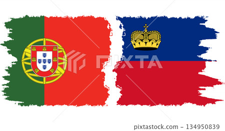 Liechtenstein and Portugal grunge flags connection vector Liechtenstein and Portugal grunge flags connection vector 134950839