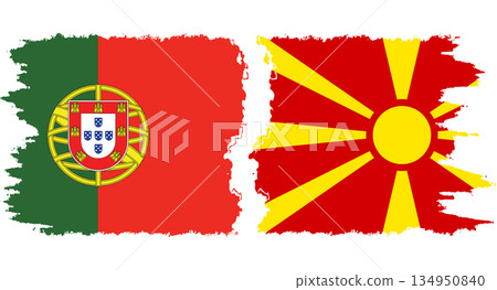 Northern Macedonia and Portugal grunge flags connection vector Northern Macedonia and Portugal grunge flags connection vector 134950840