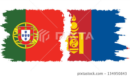 Mongolia and Portugal grunge flags connection vector Mongolia and Portugal grunge flags connection vector 134950843
