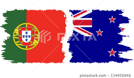 New Zealand and Portugal grunge flags connection vector New Zealand and Portugal grunge flags connection vector 134950848