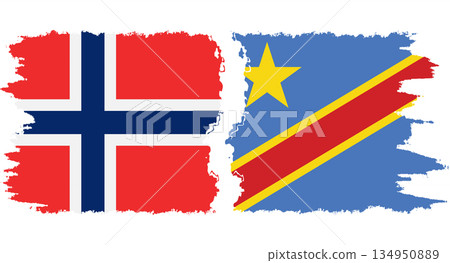Congo - Kinshasa and Norwegian grunge flags connection vector Congo - Kinshasa and Norwegian grunge flags connection vector 134950889