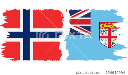 Fiji and Norwegian grunge flags connection vector Fiji and Norwegian grunge flags connection vector 134950904