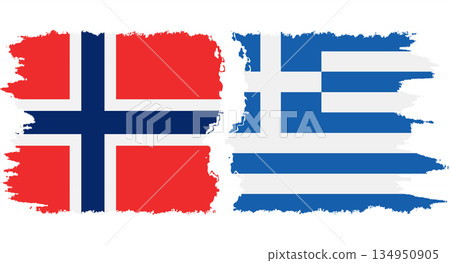 Greece and Norwegian grunge flags connection vector Greece and Norwegian grunge flags connection vector 134950905