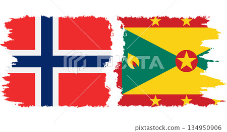 Grenada and Norwegian grunge flags connection vector Grenada and Norwegian grunge flags connection vector 134950906