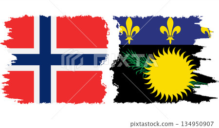 Guadeloupe and Norwegian grunge flags connection vector Guadeloupe and Norwegian grunge flags connection vector 134950907