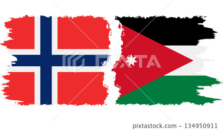 Jordan and Norwegian grunge flags connection vector 134950911