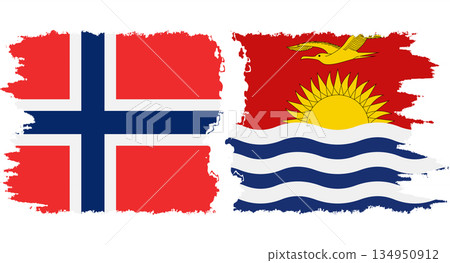 Kiribati and Norwegian grunge flags connection vector 134950912