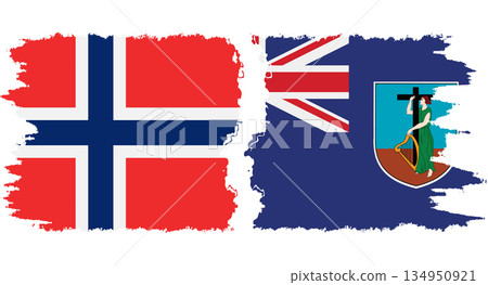Montserrat and Norwegian grunge flags connection vector Montserrat and Norwegian grunge flags connection vector 134950921