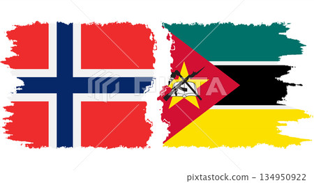 Mozambique and Norwegian grunge flags connection vector Mozambique and Norwegian grunge flags connection vector 134950922