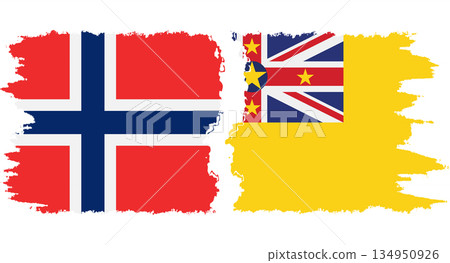 Niue and Norwegian grunge flags connection vector 134950926