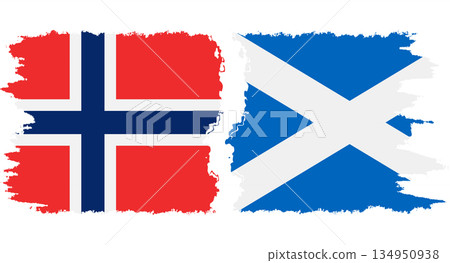 Scotland and Norwegian grunge flags connection vector Scotland and Norwegian grunge flags connection vector 134950938