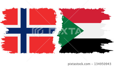 Sudan and Norwegian grunge flags connection vector Sudan and Norwegian grunge flags connection vector 134950943