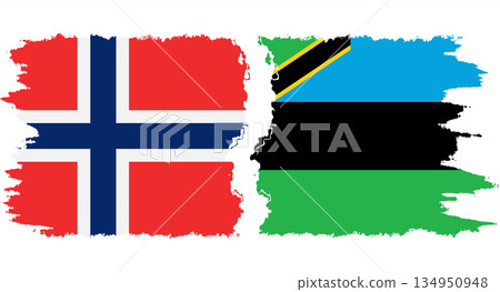 Zanzibar and Norwegian grunge flags connection vector Zanzibar and Norwegian grunge flags connection vector 134950948