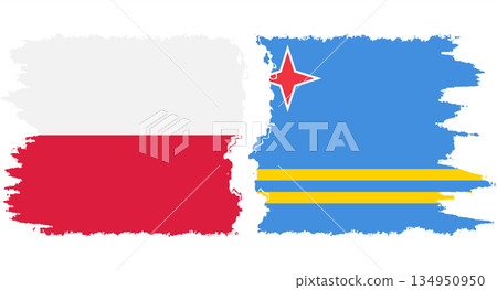 Aruba and Poland grunge flags connection vector 134950950