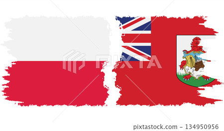 Bermuda and Poland grunge flags connection vector 134950956