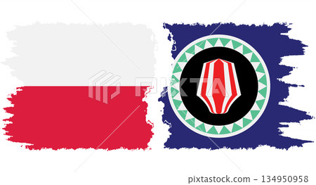 Bougainville and Poland grunge flags connection vector 134950958