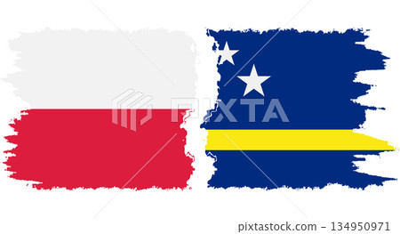 Curacao and Poland grunge flags connection vector Curacao and Poland grunge flags connection vector 134950971