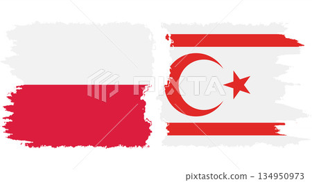 Turkish Republic of Northern Cyprus and Poland grunge flags conne 134950973