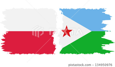 Djibouti and Poland grunge flags connection vector 134950976