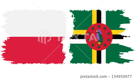 Dominica and Poland grunge flags connection vector 134950977