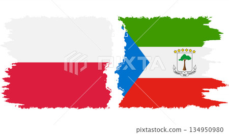 Equatorial Guinea and Poland grunge flags connection vector 134950980
