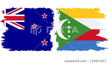 Comoros and New Zealand grunge flags connection vector 134951017