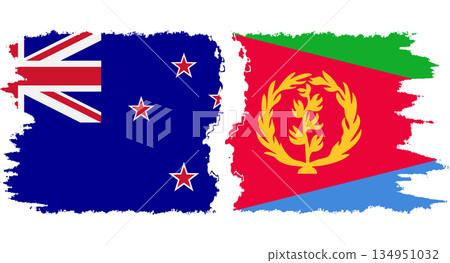Eritrea and New Zealand grunge flags connection vector 134951032
