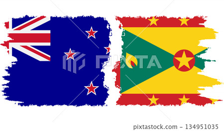 Grenada and New Zealand grunge flags connection vector 134951035