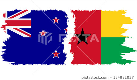 Guinea Bissau and New Zealand grunge flags connection vector Guinea Bissau and New Zealand grunge flags connection vector 134951037