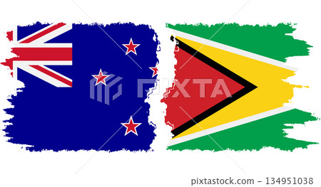 Guyana and New Zealand grunge flags connection vector Guyana and New Zealand grunge flags connection vector 134951038