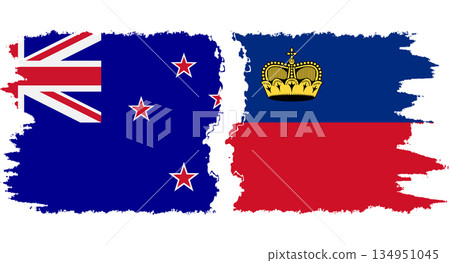 Liechtenstein and New Zealand grunge flags connection vector Liechtenstein and New Zealand grunge flags connection vector 134951045