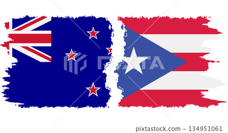 Puerto Rico and New Zealand grunge flags connection vector Puerto Rico and New Zealand grunge flags connection vector 134951061