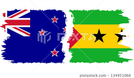 Sao Tome and Principe and New Zealand grunge flags connection vector 134951066