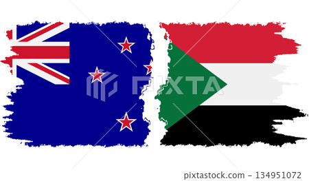 Sudan and New Zealand grunge flags connection vector Sudan and New Zealand grunge flags connection vector 134951072