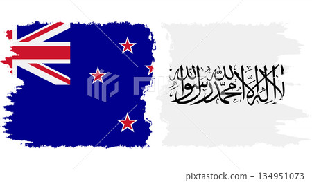 Afghanistan and New Zealand grunge flags connection vector 134951073