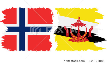 Brunei and Norwegian grunge flags connection vector Brunei and Norwegian grunge flags connection vector 134951088